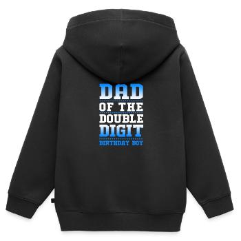 21e anniversaire Dix ans de naissance Date de naissance - Sweat Premium à capuche zippé enfant bio - noir - Dos - AI Model Kid Male (0cm)