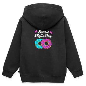 34e anniversaire Dix ans de naissance Date de naissance - Sweat Premium à capuche zippé enfant bio - noir - Dos - AI Model Kid Male (0cm)