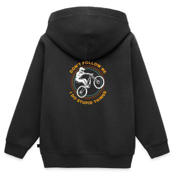 VTT VTT VTT - Sweat Premium à capuche zippé enfant bio - noir - Dos - AI Model Kid Male (0cm)