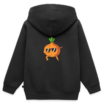 Oignon - Sweat Premium à capuche zippé enfant bio - noir - Dos - AI Model Kid Male (0cm)