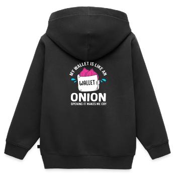 Oignon - Sweat Premium à capuche zippé enfant bio - noir - Dos - AI Model Kid Male (0cm)