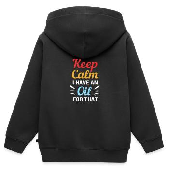 Ätherisches Öl - Kinder Premium Organic Zip Hoodie - Schwarz - Hinten - AI Model Kid Male (0cm)