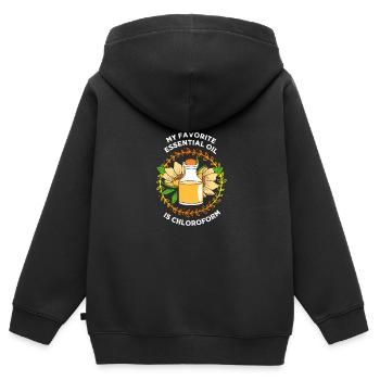 Ätherisches Öl - Kinder Premium Organic Zip Hoodie - Schwarz - Hinten - AI Model Kid Male (0cm)