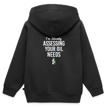 Ätherisches Öl - Kinder Premium Organic Zip Hoodie - Schwarz - Hinten - AI Model Kid Male (0cm)
