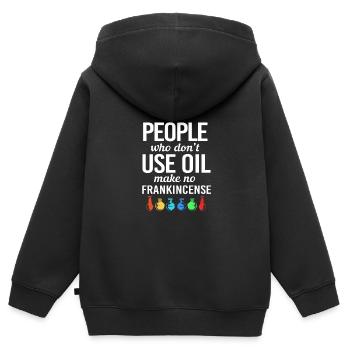 Ätherisches Öl - Kinder Premium Organic Zip Hoodie - Schwarz - Hinten - AI Model Kid Male (0cm)