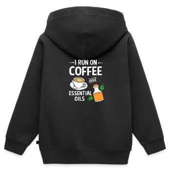 Ätherisches Öl - Kinder Premium Organic Zip Hoodie - Schwarz - Hinten - AI Model Kid Male (0cm)