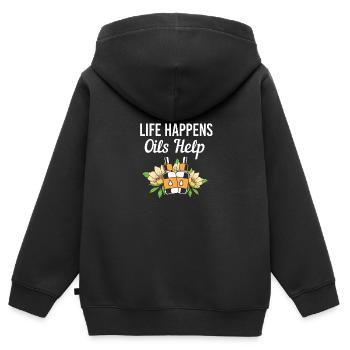 Ätherisches Öl - Kinder Premium Organic Zip Hoodie - Schwarz - Hinten - AI Model Kid Male (0cm)