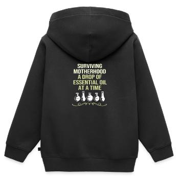 Ätherisches Öl - Kinder Premium Organic Zip Hoodie - Schwarz - Hinten - AI Model Kid Male (0cm)