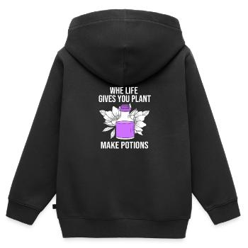 Ätherisches Öl - Kinder Premium Organic Zip Hoodie - Schwarz - Hinten - AI Model Kid Male (0cm)