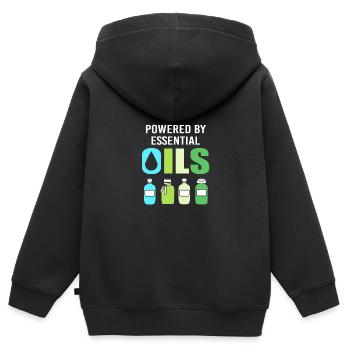 Ätherisches Öl - Kinder Premium Organic Zip Hoodie - Schwarz - Hinten - AI Model Kid Male (0cm)