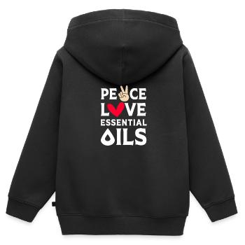 Ätherisches Öl - Kinder Premium Organic Zip Hoodie - Schwarz - Hinten - AI Model Kid Male (0cm)