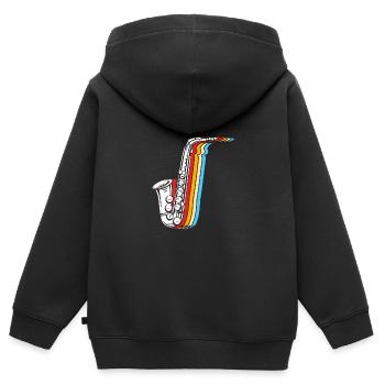 Saxophon Saxophonist - Kinder Premium Organic Zip Hoodie - Schwarz - Hinten - AI Model Kid Male (0cm)