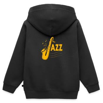Saxophon Saxophonist - Kinder Premium Organic Zip Hoodie - Schwarz - Hinten - AI Model Kid Male (0cm)