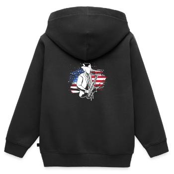 Saxophon Saxophonist - Kinder Premium Organic Zip Hoodie - Schwarz - Hinten - AI Model Kid Male (0cm)