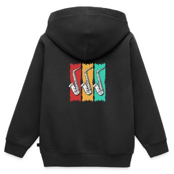 Saxophon Saxophonist - Kinder Premium Organic Zip Hoodie - Schwarz - Hinten - AI Model Kid Male (0cm)