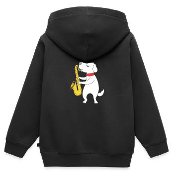 Saxophon Saxophonist - Kinder Premium Organic Zip Hoodie - Schwarz - Hinten - AI Model Kid Male (0cm)