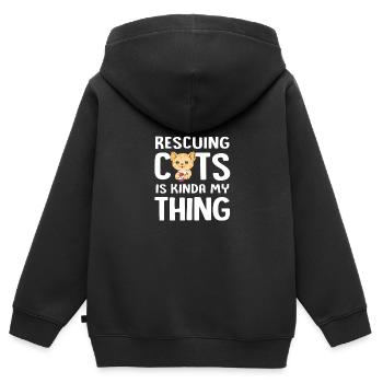 Katzenrettung Tierrechte Tierrettung Tierheim - Kinder Premium Organic Zip Hoodie - Schwarz - Hinten - AI Model Kid Male (0cm)