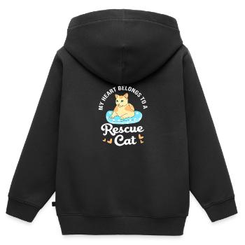 Katzenrettung Tierrechte Tierrettung Tierheim - Kinder Premium Organic Zip Hoodie - Schwarz - Hinten - AI Model Kid Male (0cm)