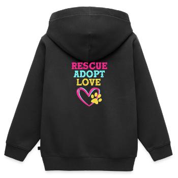 Hund Rettung Tierrechte Tierrettung Tierheim - Kinder Premium Organic Zip Hoodie - Schwarz - Hinten - AI Model Kid Male (0cm)