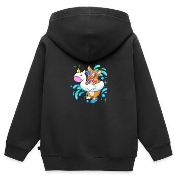 Pool Party - Kinder Premium Organic Zip Hoodie - Schwarz - Hinten - AI Model Kid Male (0cm)