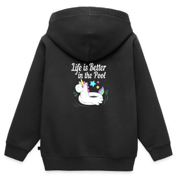 Pool Party - Kinder Premium Organic Zip Hoodie - Schwarz - Hinten - AI Model Kid Male (0cm)