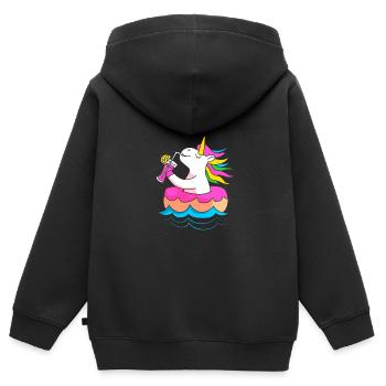 Pool Party - Kinder Premium Organic Zip Hoodie - Schwarz - Hinten - AI Model Kid Male (0cm)