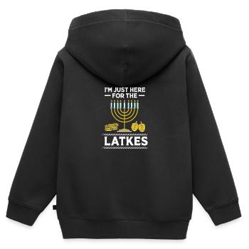 Hanoucca - Sweat Premium à capuche zippé enfant bio - noir - Dos - AI Model Kid Male (0cm)
