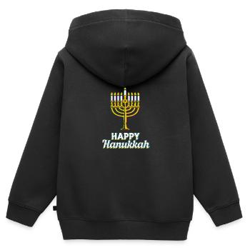 Hanoucca - Sweat Premium à capuche zippé enfant bio - noir - Dos - AI Model Kid Male (0cm)