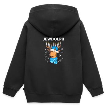 Hanoucca - Sweat Premium à capuche zippé enfant bio - noir - Dos - AI Model Kid Male (0cm)