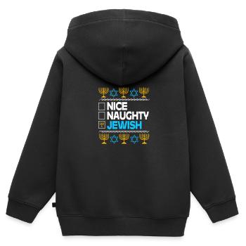 Hanoucca - Sweat Premium à capuche zippé enfant bio - noir - Dos - AI Model Kid Male (0cm)