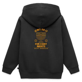 Hanoucca - Sweat Premium à capuche zippé enfant bio - noir - Dos - AI Model Kid Male (0cm)