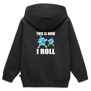 Hanoucca - Sweat Premium à capuche zippé enfant bio - noir - Dos - AI Model Kid Male (0cm)