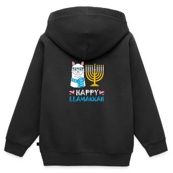 Hanoucca - Sweat Premium à capuche zippé enfant bio - noir - Dos - AI Model Kid Male (0cm)