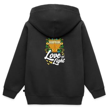 Hanoucca - Sweat Premium à capuche zippé enfant bio - noir - Dos - AI Model Kid Male (0cm)