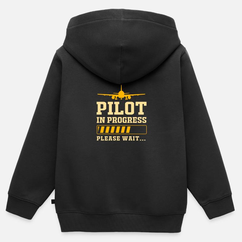 Pilot samolotu - Bluza Premium z kapturem na zamek dziecięca bio - czarny