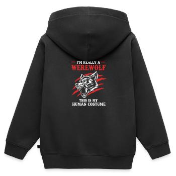 Werwolf - Kinder Premium Organic Zip Hoodie - Schwarz - Hinten - AI Model Kid Male (0cm)