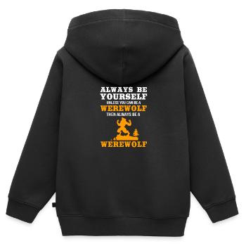 Werwolf - Kinder Premium Organic Zip Hoodie - Schwarz - Hinten - AI Model Kid Male (0cm)