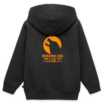 Werwolf - Kinder Premium Organic Zip Hoodie - Schwarz - Hinten - AI Model Kid Male (0cm)