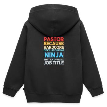 Pfarrer - Kinder Premium Organic Zip Hoodie - Schwarz - Hinten - AI Model Kid Male (0cm)