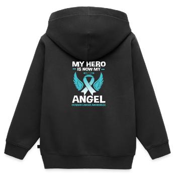 Eierstockkrebs Krebs-Überlebender Krebs - Kinder Premium Organic Zip Hoodie - Schwarz - Hinten - AI Model Kid Male (0cm)