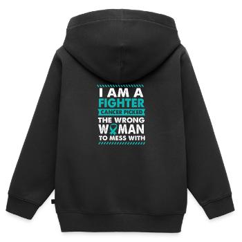 Eierstockkrebs Krebs-Überlebender Krebs - Kinder Premium Organic Zip Hoodie - Schwarz - Hinten - AI Model Kid Male (0cm)