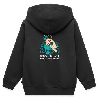 Eierstockkrebs Krebs-Überlebender Krebs - Kinder Premium Organic Zip Hoodie - Schwarz - Hinten - AI Model Kid Male (0cm)