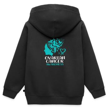 Eierstockkrebs Krebs-Überlebender Krebs - Kinder Premium Organic Zip Hoodie - Schwarz - Hinten - AI Model Kid Male (0cm)