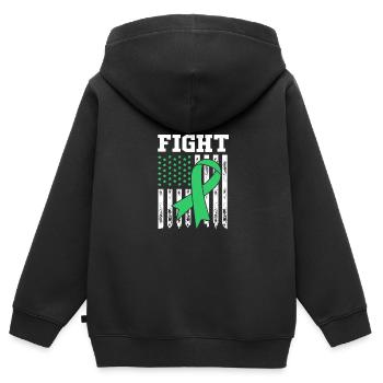 Maladie du foie - Sweat Premium à capuche zippé enfant bio - noir - Dos - AI Model Kid Male (0cm)