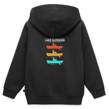 Grands Lacs - Sweat Premium à capuche zippé enfant bio - noir - Dos - AI Model Kid Male (0cm)