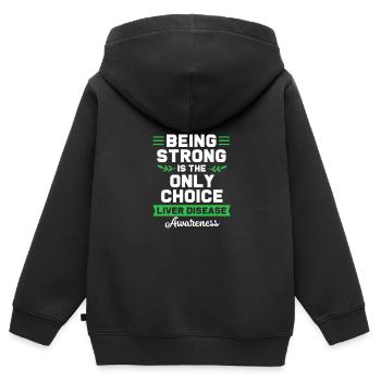 Maladie du foie - Sweat Premium à capuche zippé enfant bio - noir - Dos - AI Model Kid Male (0cm)