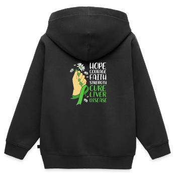 Maladie du foie - Sweat Premium à capuche zippé enfant bio - noir - Dos - AI Model Kid Male (0cm)