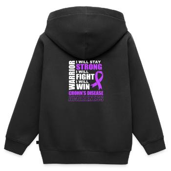 Maladie de Crohn - Sweat Premium à capuche zippé enfant bio - noir - Dos - AI Model Kid Male (0cm)