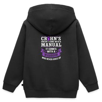 Maladie de Crohn - Sweat Premium à capuche zippé enfant bio - noir - Dos - AI Model Kid Male (0cm)