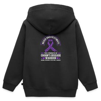 Maladie de Crohn - Sweat Premium à capuche zippé enfant bio - noir - Dos - AI Model Kid Male (0cm)